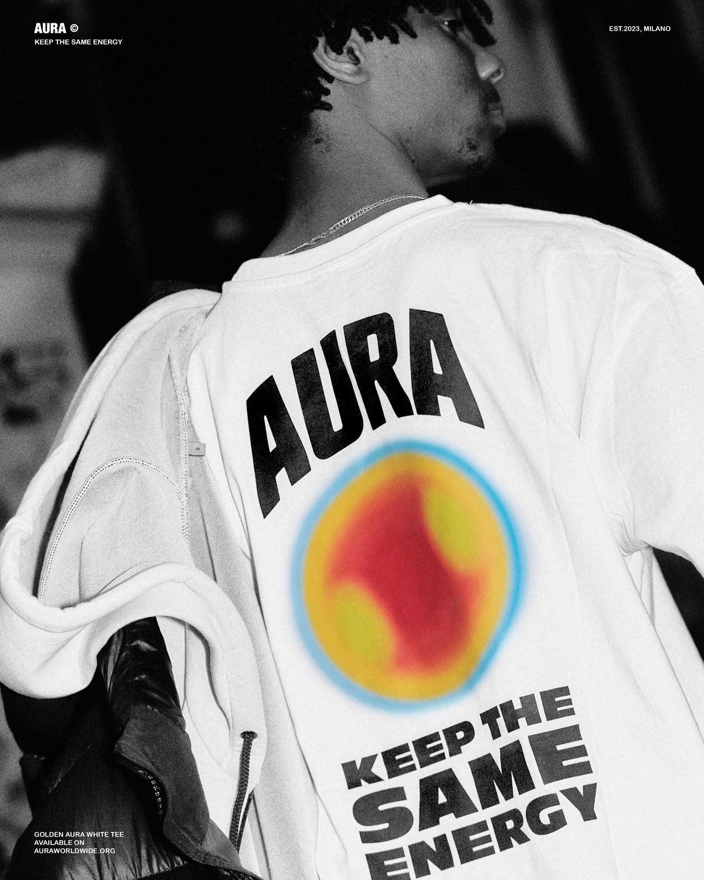 GOLDEN AURA WHITE TEE OVERSIZE