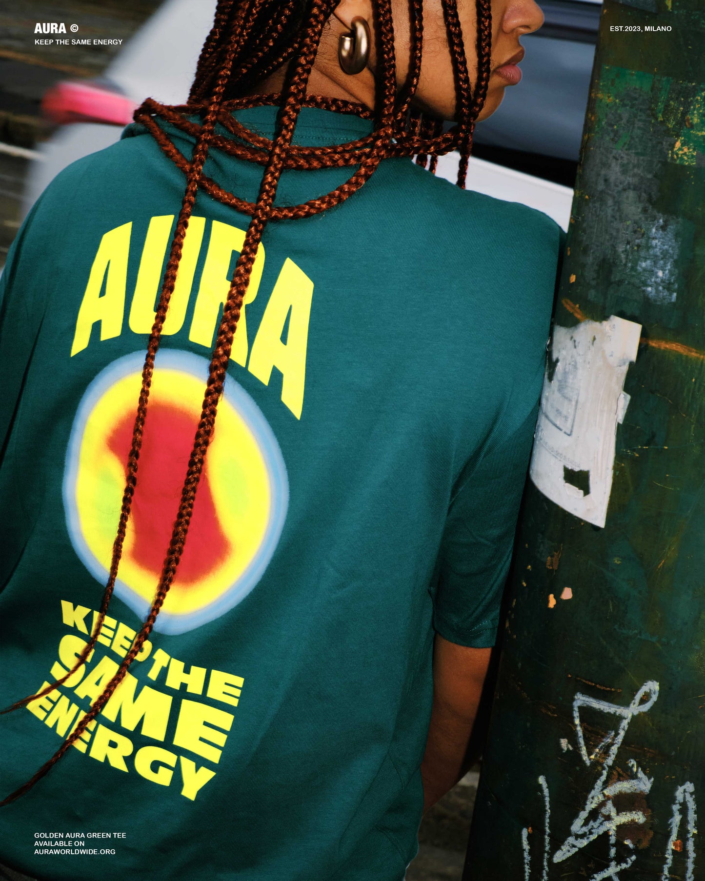 GOLDEN AURA GREEN TEE OVERSIZE